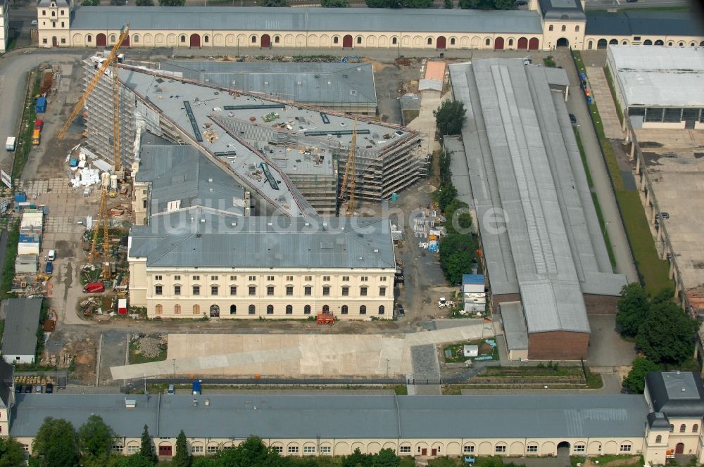 Dresden aus der Vogelperspektive: Baustelle zum Umbau Militärhistorisches Museum der Bundeswehr ( MHM ) in Dresden im Bundesland Sachsen