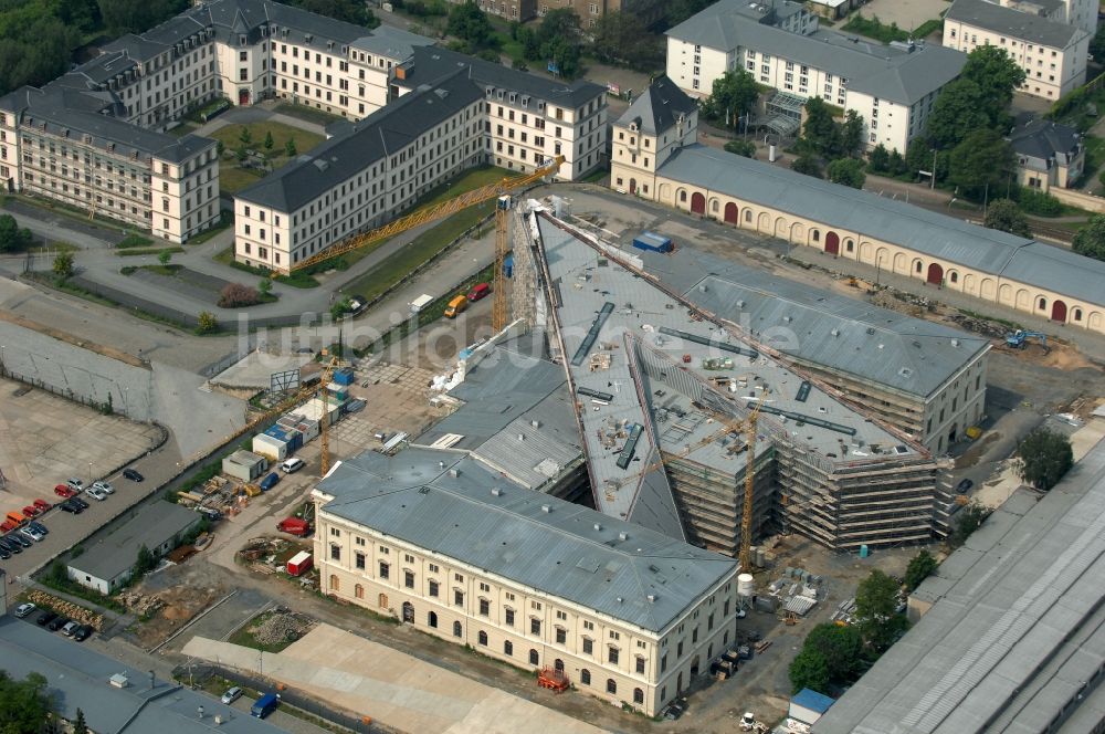 Luftbild Dresden - Baustelle zum Umbau Militärhistorisches Museum der Bundeswehr ( MHM ) in Dresden im Bundesland Sachsen