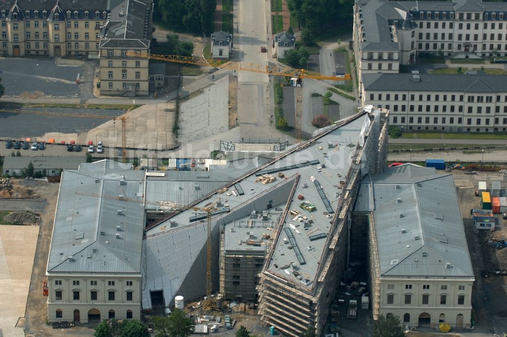 Dresden aus der Vogelperspektive: Baustelle zum Umbau Militärhistorisches Museum der Bundeswehr ( MHM ) in Dresden im Bundesland Sachsen