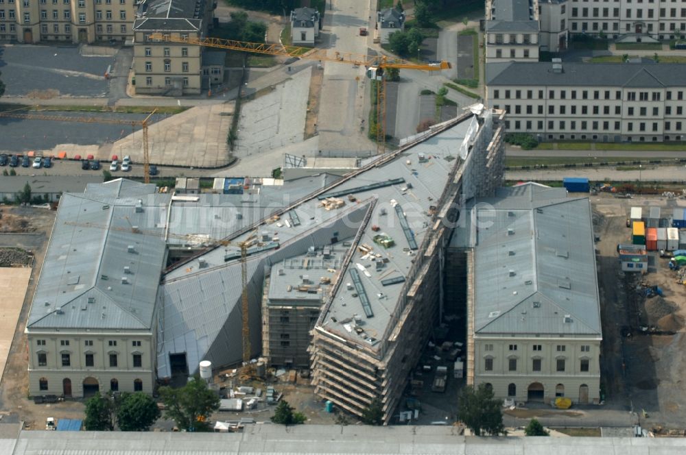 Luftbild Dresden - Baustelle zum Umbau Militärhistorisches Museum der Bundeswehr ( MHM ) in Dresden im Bundesland Sachsen