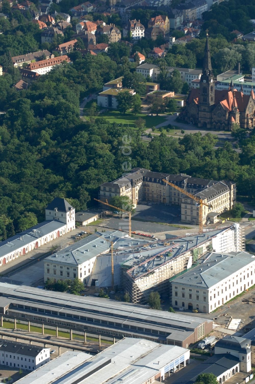 Luftbild Dresden - Baustelle zum Umbau Militärhistorisches Museum der Bundeswehr ( MHM ) in Dresden im Bundesland Sachsen