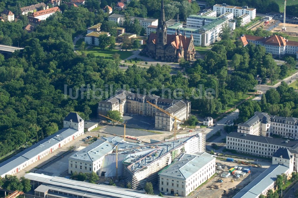 Luftaufnahme Dresden - Baustelle zum Umbau Militärhistorisches Museum der Bundeswehr ( MHM ) in Dresden im Bundesland Sachsen