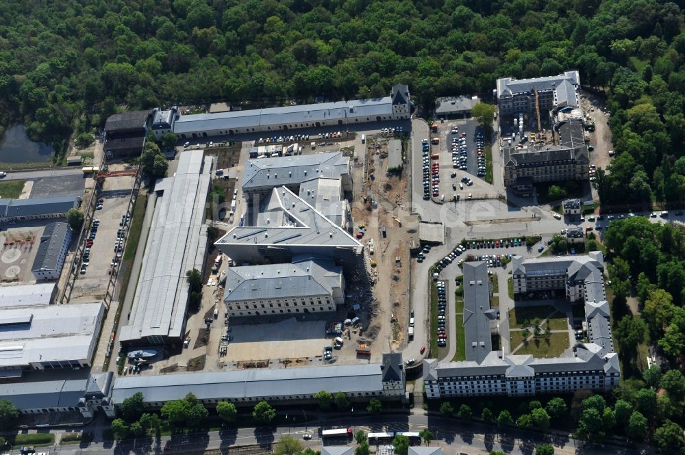 Luftaufnahme Dresden - Baustelle zum Umbau Militärhistorisches Museum der Bundeswehr ( MHM ) in Dresden im Bundesland Sachsen