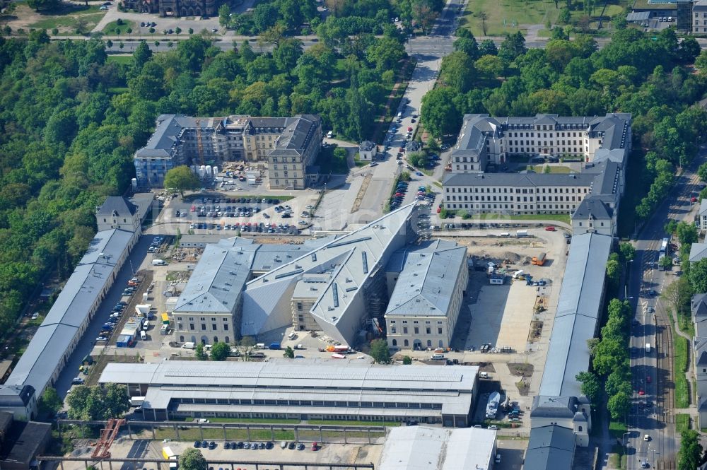 Luftbild Dresden - Baustelle zum Umbau Militärhistorisches Museum der Bundeswehr ( MHM ) in Dresden im Bundesland Sachsen