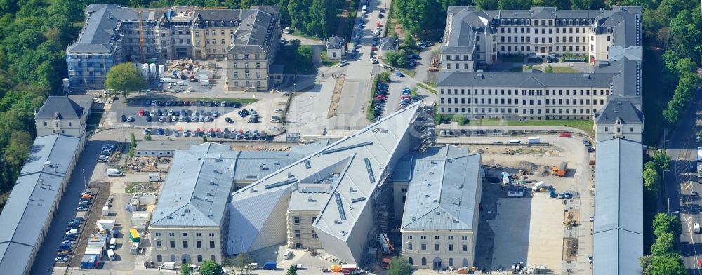 Luftaufnahme Dresden - Baustelle zum Umbau Militärhistorisches Museum der Bundeswehr ( MHM ) in Dresden im Bundesland Sachsen