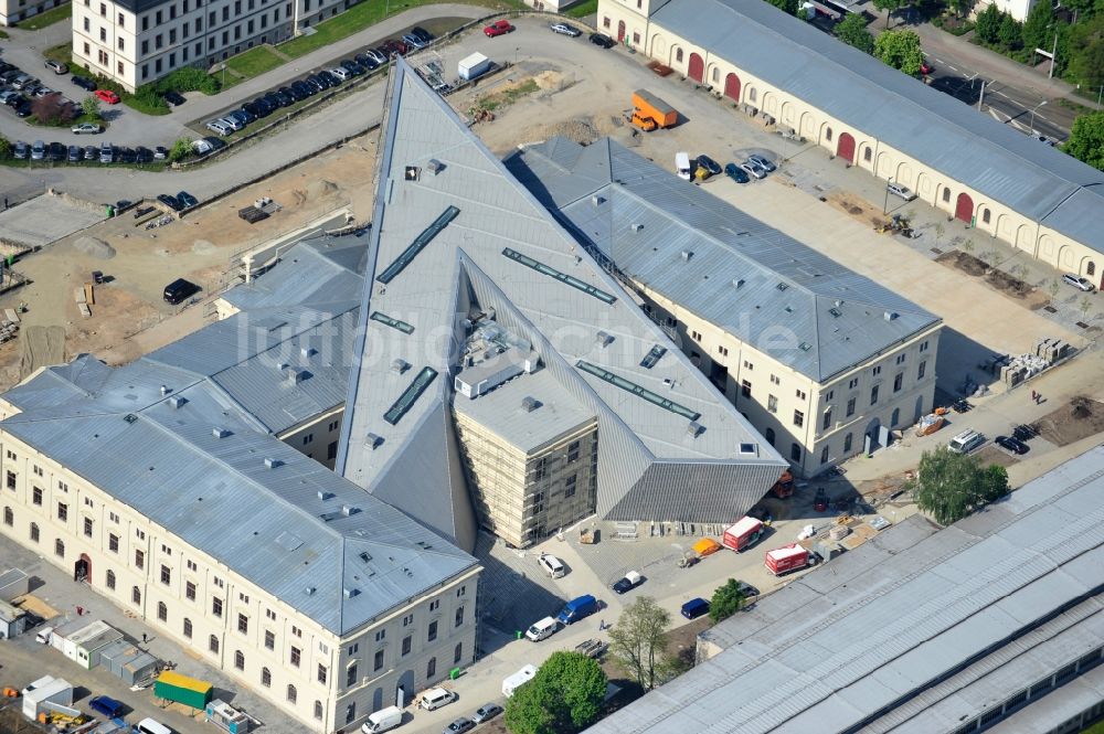 Dresden aus der Vogelperspektive: Baustelle zum Umbau Militärhistorisches Museum der Bundeswehr ( MHM ) in Dresden im Bundesland Sachsen