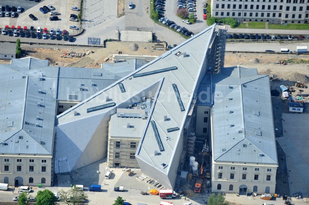 Luftbild Dresden - Baustelle zum Umbau Militärhistorisches Museum der Bundeswehr ( MHM ) in Dresden im Bundesland Sachsen