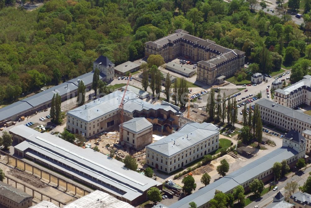 Luftaufnahme Dresden - Baustelle zum Umbau Militärhistorisches Museum der Bundeswehr ( MHM ) in Dresden im Bundesland Sachsen