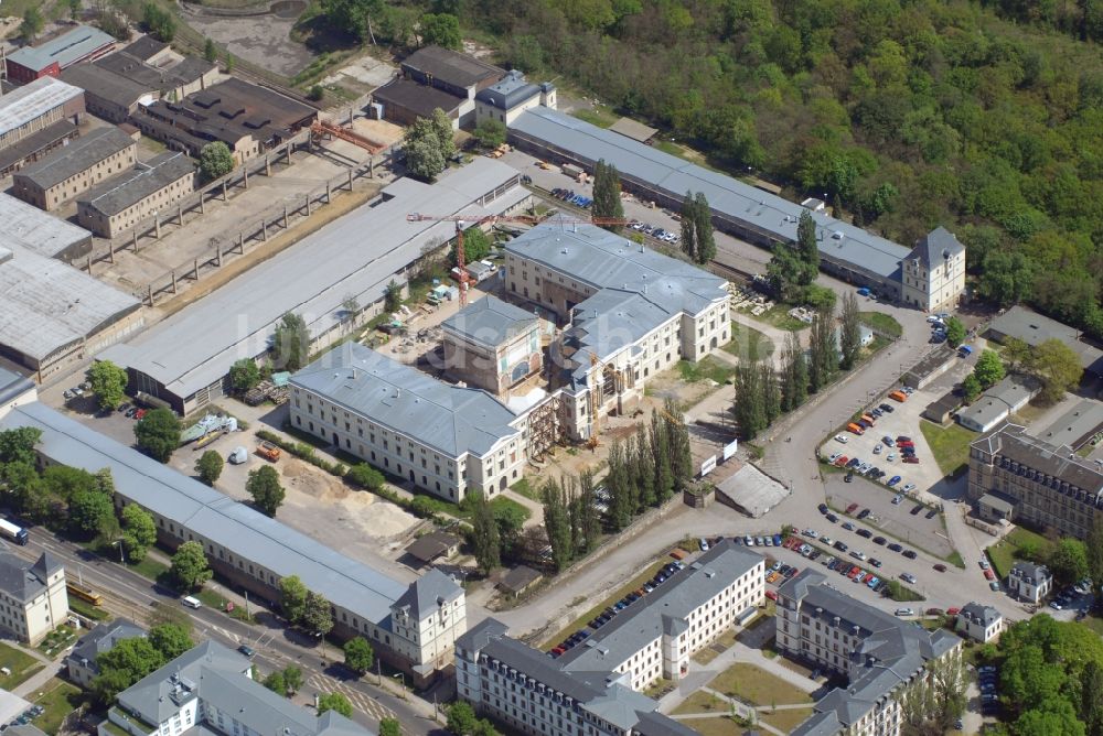 Luftaufnahme Dresden - Baustelle zum Umbau Militärhistorisches Museum der Bundeswehr ( MHM ) in Dresden im Bundesland Sachsen