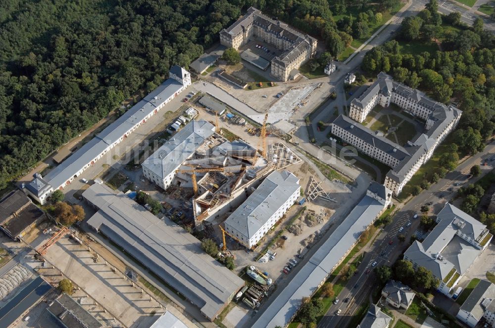 Luftaufnahme Dresden - Baustelle zum Umbau Militärhistorisches Museum der Bundeswehr ( MHM ) in Dresden im Bundesland Sachsen