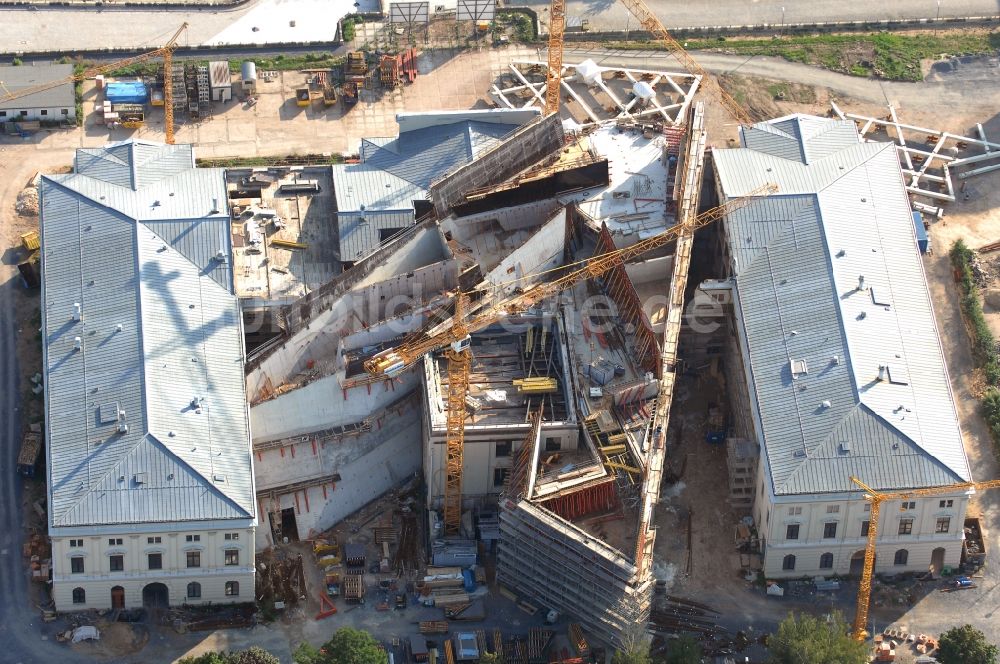 Luftaufnahme Dresden - Baustelle zum Umbau Militärhistorisches Museum der Bundeswehr ( MHM ) in Dresden im Bundesland Sachsen