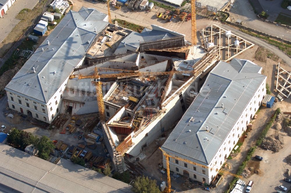 Dresden von oben - Baustelle zum Umbau Militärhistorisches Museum der Bundeswehr ( MHM ) in Dresden im Bundesland Sachsen