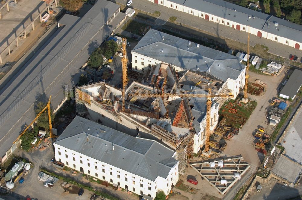 Dresden aus der Vogelperspektive: Baustelle zum Umbau Militärhistorisches Museum der Bundeswehr ( MHM ) in Dresden im Bundesland Sachsen