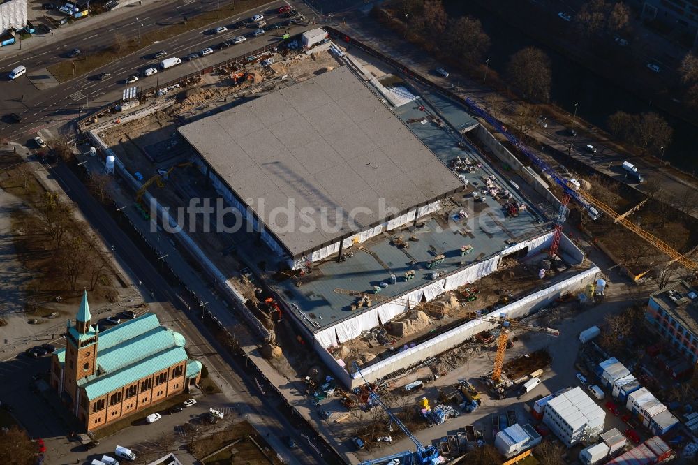 Luftaufnahme Berlin - Baustelle zum Umbau der Neue Nationalgalerie in Berlin, Deutschland