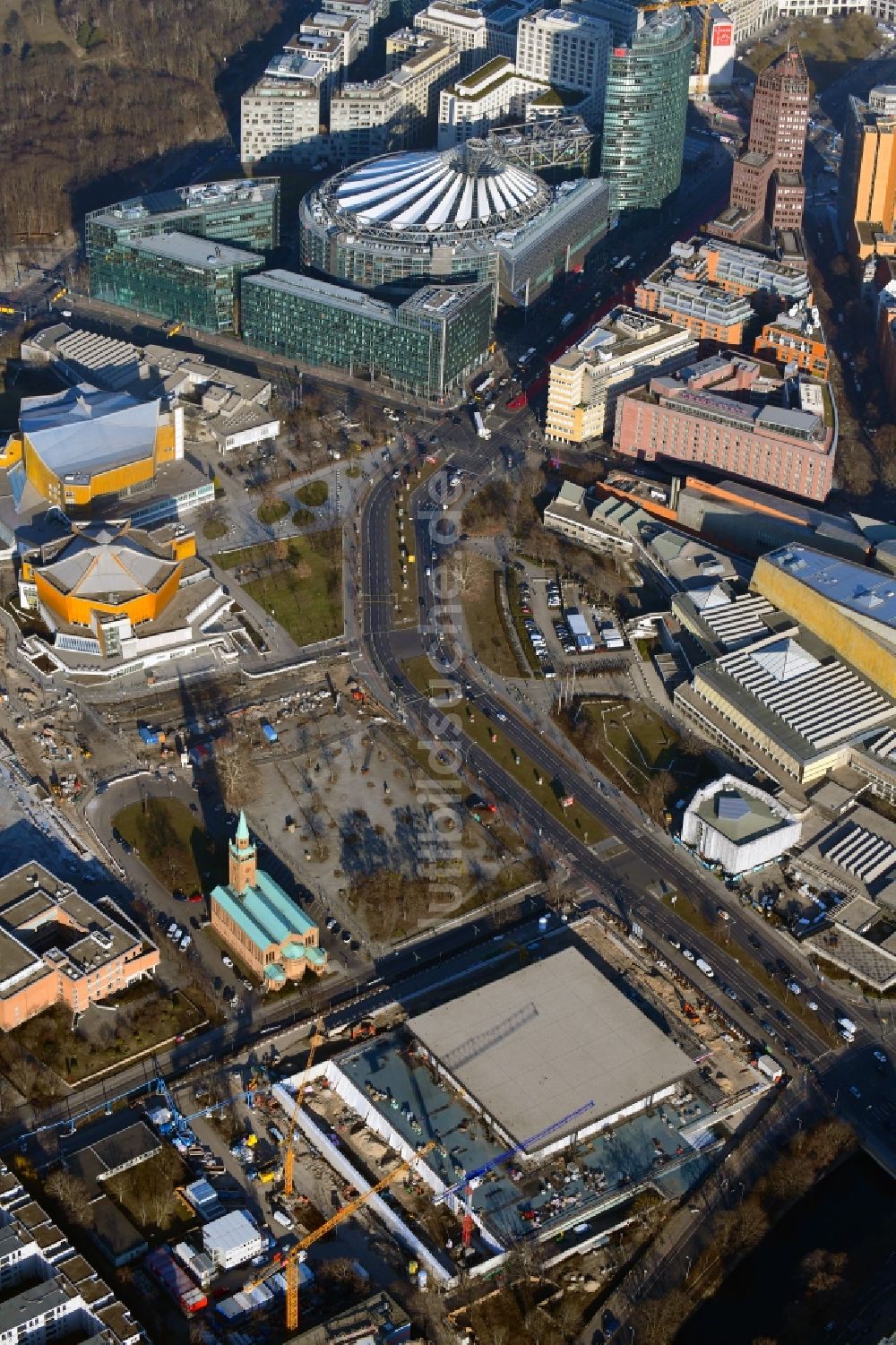 Luftbild Berlin - Baustelle zum Umbau der Neue Nationalgalerie in Berlin, Deutschland