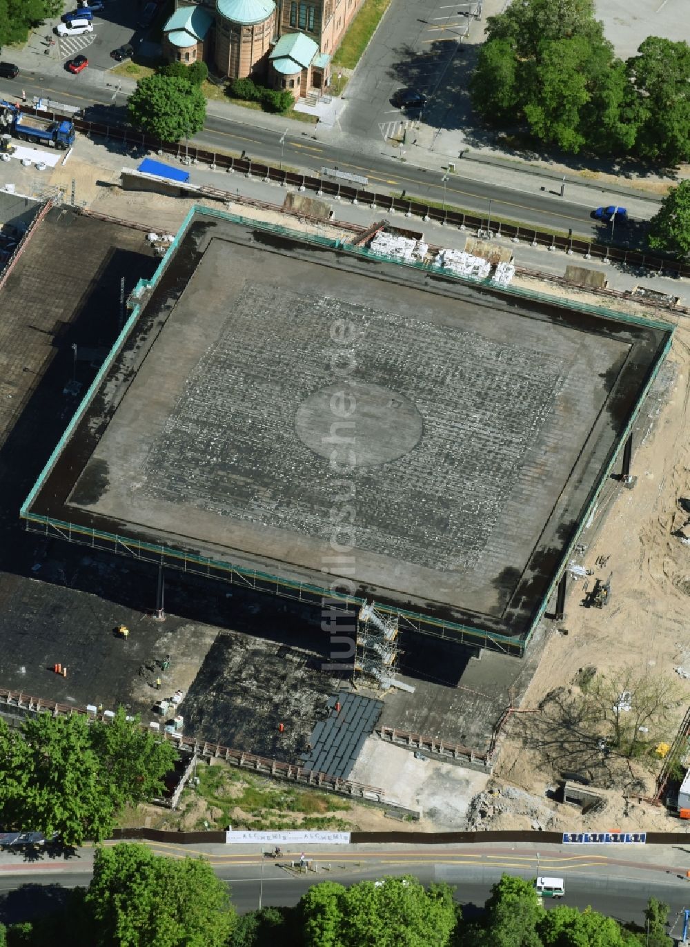 Luftaufnahme Berlin - Baustelle zum Umbau der Neue Nationalgalerie an der Potsdamer Straße in Berlin, Deutschland