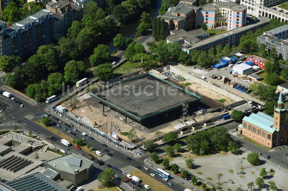 Luftaufnahme Berlin - Baustelle zum Umbau der Neue Nationalgalerie an der Potsdamer Straße in Berlin, Deutschland