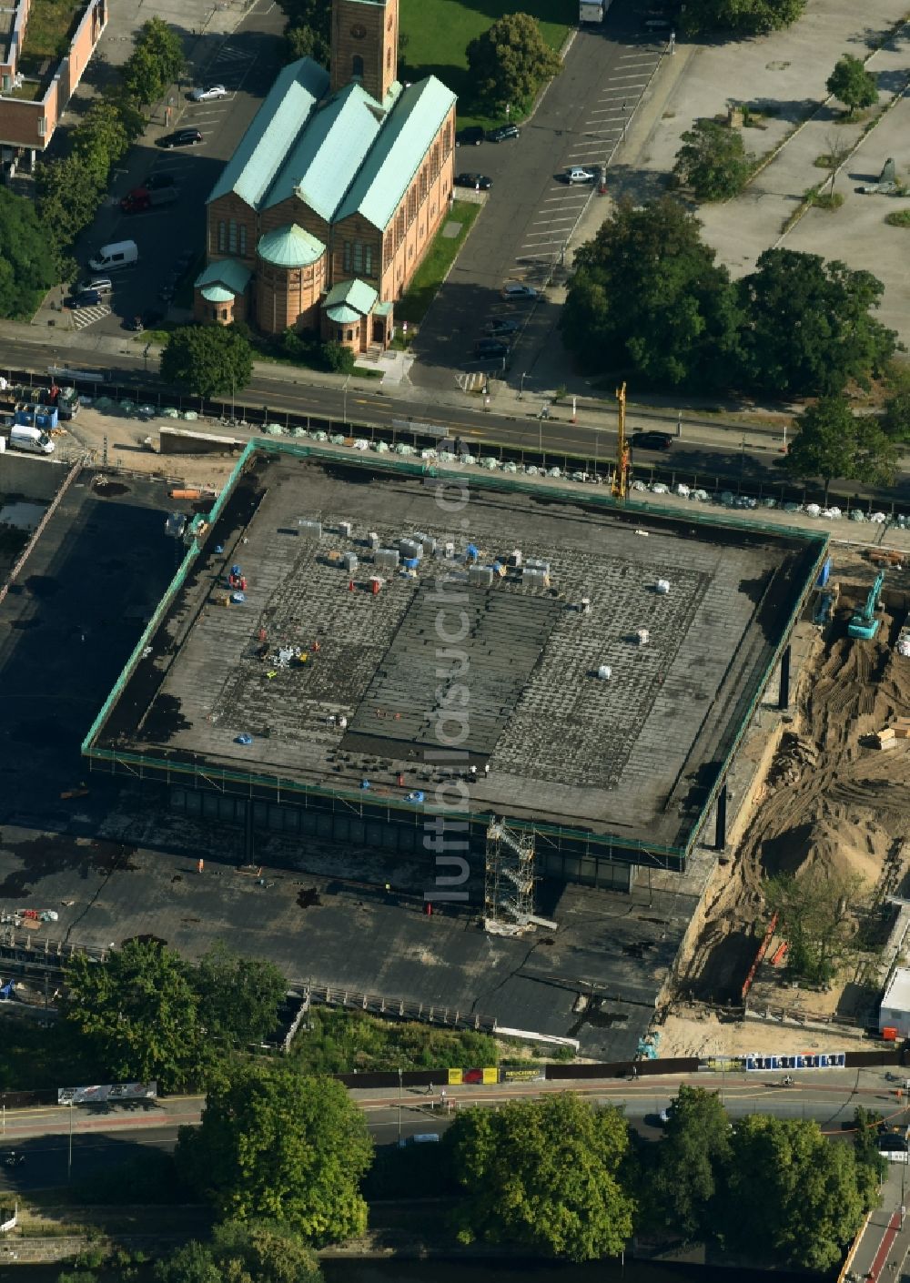 Luftaufnahme Berlin - Baustelle zum Umbau der Neue Nationalgalerie an der Potsdamer Straße in Berlin, Deutschland