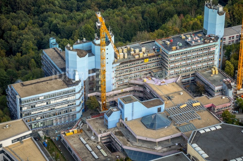 Luftbild Siegen - Baustelle zum Umbau mit Sanierungsarbeiten an der Universität Siegen in Siegen im Bundesland Nordrhein-Westfalen, Deutschland