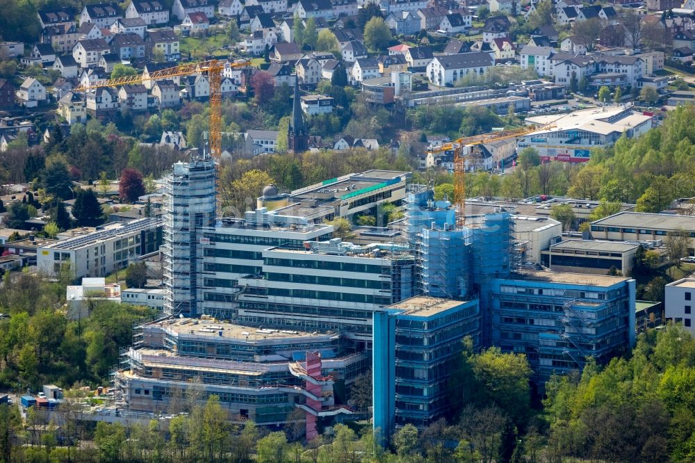 Luftbild Siegen - Baustelle zum Umbau mit Sanierungsarbeiten an der Universität Siegen in Siegen im Bundesland Nordrhein-Westfalen, Deutschland