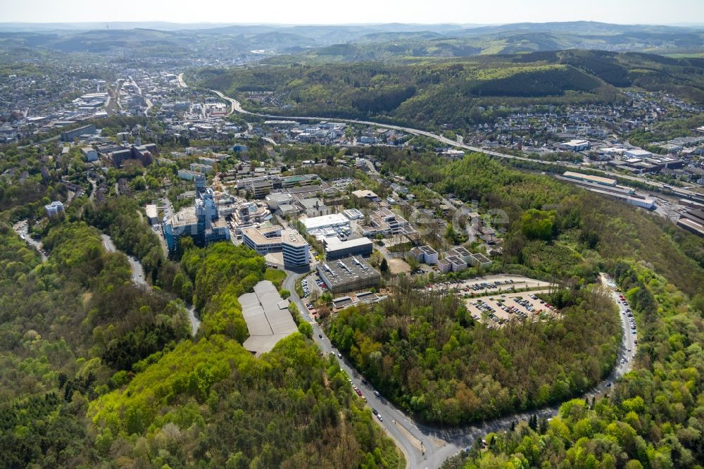 Luftbild Siegen - Baustelle zum Umbau mit Sanierungsarbeiten an der Universität Siegen in Siegen im Bundesland Nordrhein-Westfalen, Deutschland