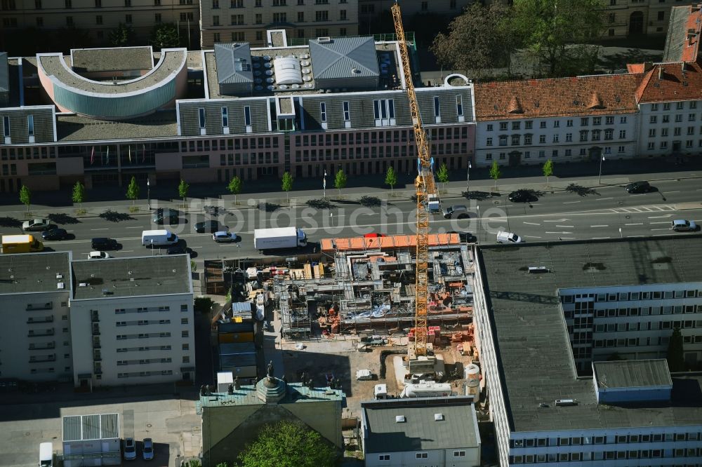 Luftaufnahme Potsdam - Baustelle zum Wiederaufbau der Garnisonkirche Potsdam in Potsdam im Bundesland Brandenburg, Deutschland