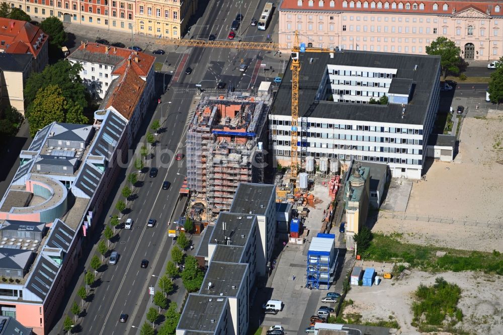 Luftbild Potsdam - Baustelle zum Wiederaufbau der Garnisonkirche Potsdam in Potsdam im Bundesland Brandenburg, Deutschland