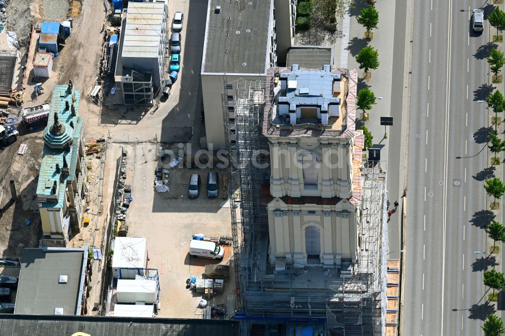 Potsdam aus der Vogelperspektive: Baustelle zum Wiederaufbau der Garnisonkirche Potsdam in Potsdam im Bundesland Brandenburg, Deutschland