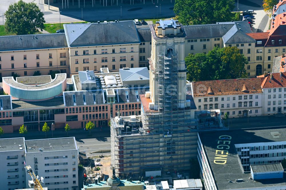 Potsdam aus der Vogelperspektive: Baustelle zum Wiederaufbau der Garnisonkirche Potsdam in Potsdam im Bundesland Brandenburg, Deutschland