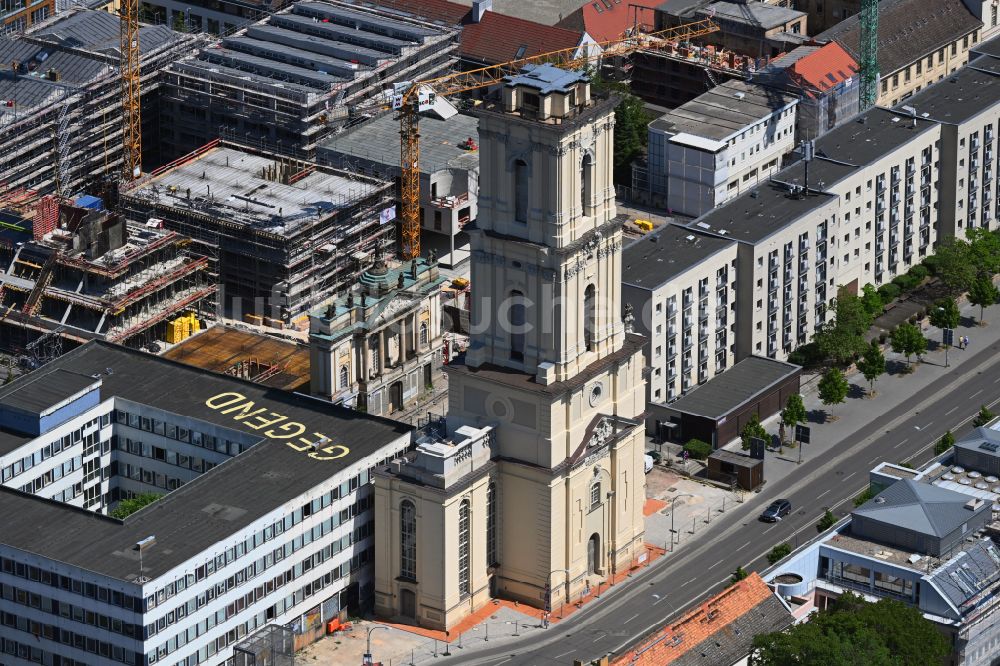 Luftaufnahme Potsdam - Baustelle zum Wiederaufbau der Garnisonkirche Potsdam in Potsdam im Bundesland Brandenburg, Deutschland