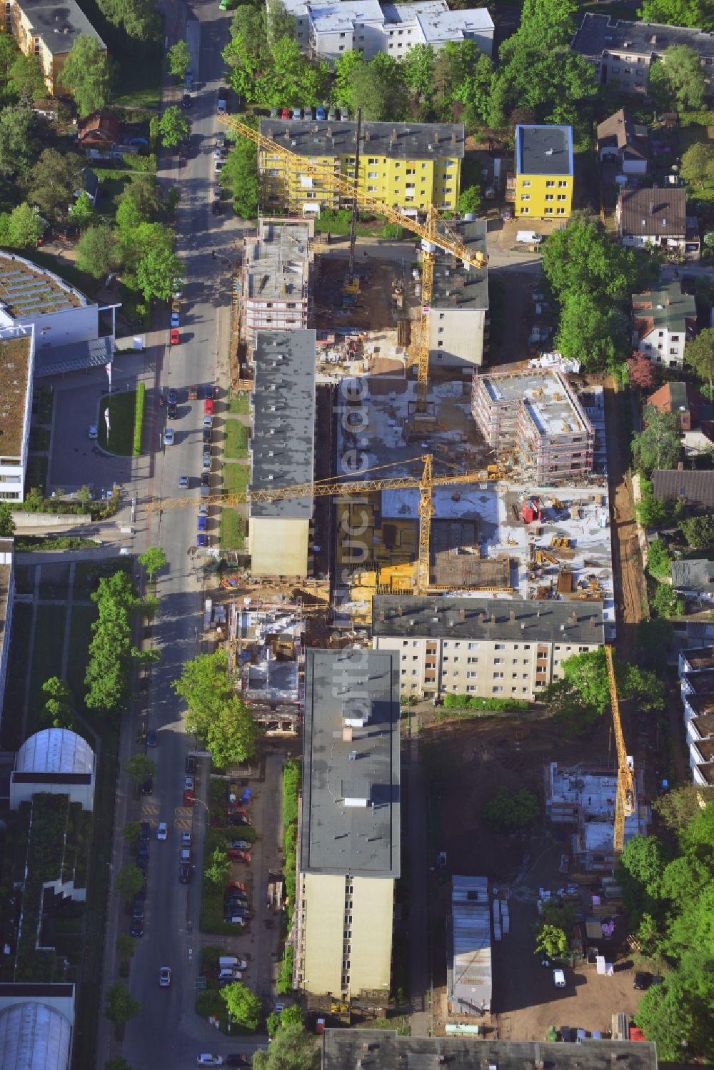 Luftbild Berlin - Baustelle zum Wohnhaus- Neubau der Baugenossenschaft IDEAL eG in Berlin