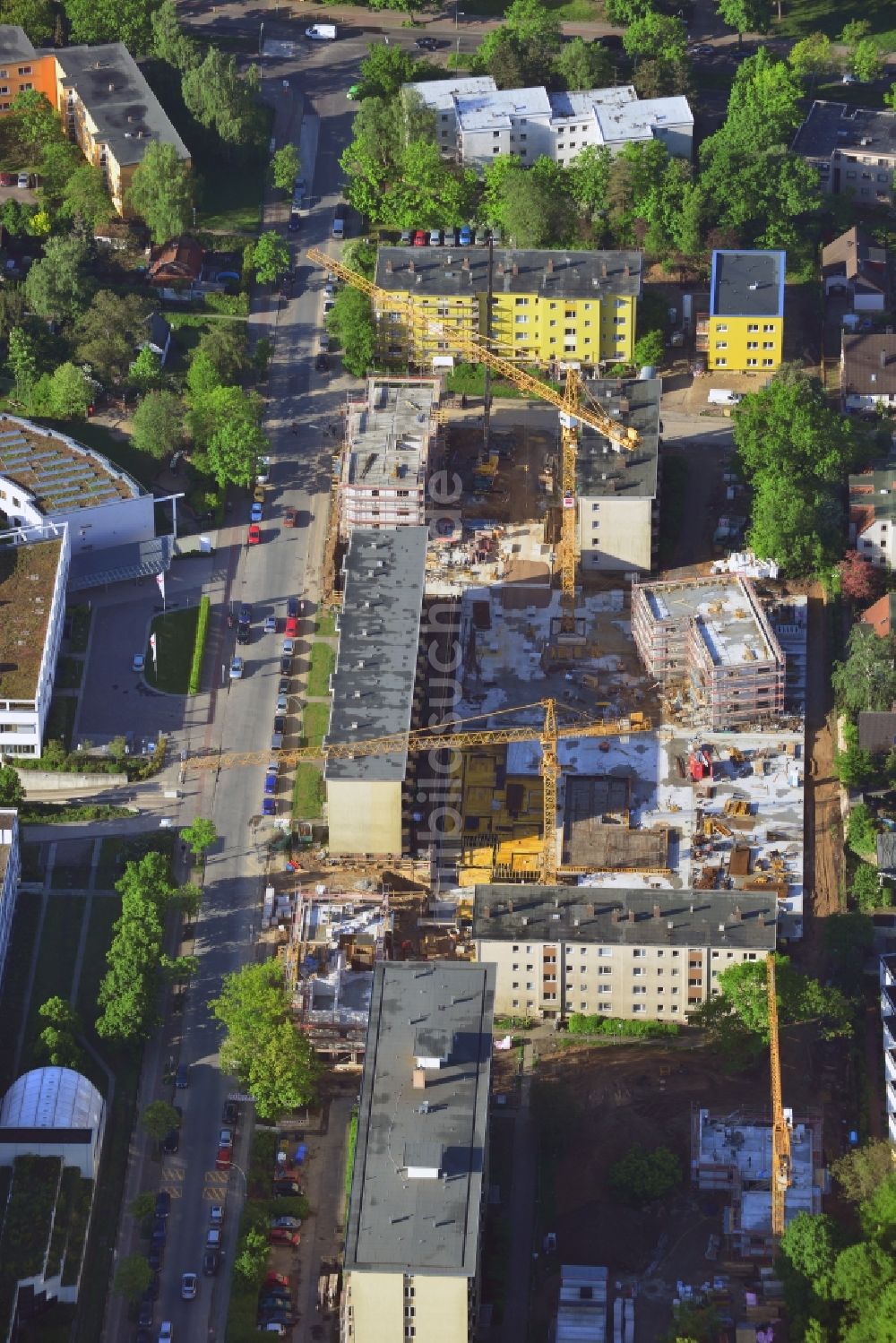 Luftaufnahme Berlin - Baustelle zum Wohnhaus- Neubau der Baugenossenschaft IDEAL eG in Berlin