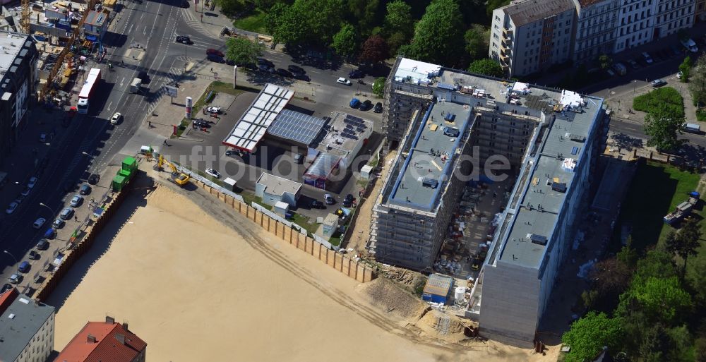 Luftaufnahme Berlin - Baustelle zum Wohnneubau an der Liesenstraße - Invalidenstraße in Berlin - Mitte