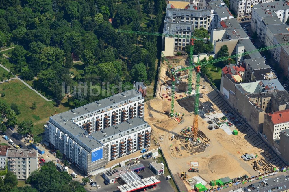 Luftaufnahme Berlin - Baustelle zum Wohnneubau an der Liesenstraße - Invalidenstraße in Berlin - Mitte