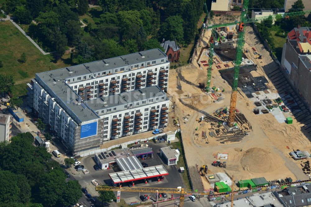 Luftbild Berlin - Baustelle zum Wohnneubau an der Liesenstraße - Invalidenstraße in Berlin - Mitte