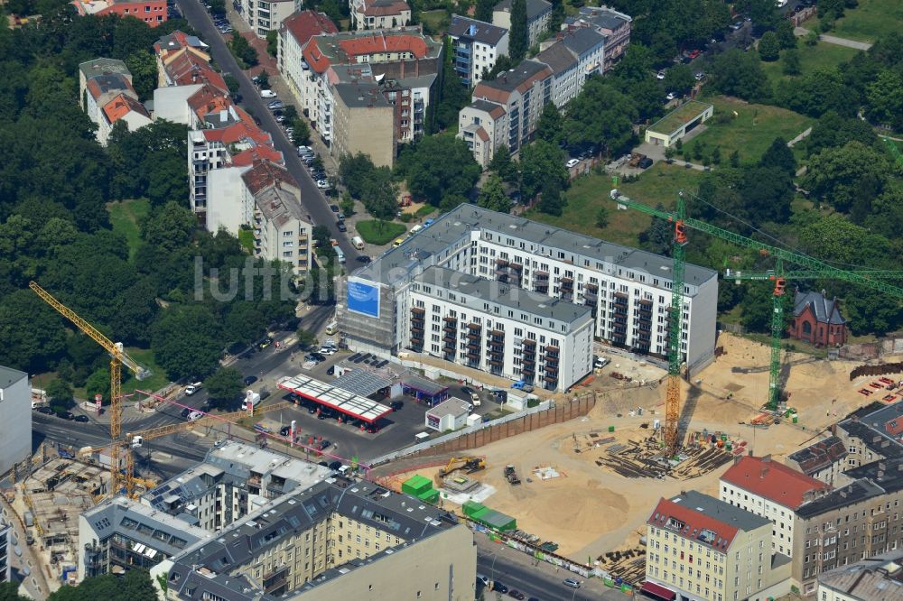 Berlin von oben - Baustelle zum Wohnneubau an der Liesenstraße - Invalidenstraße in Berlin - Mitte