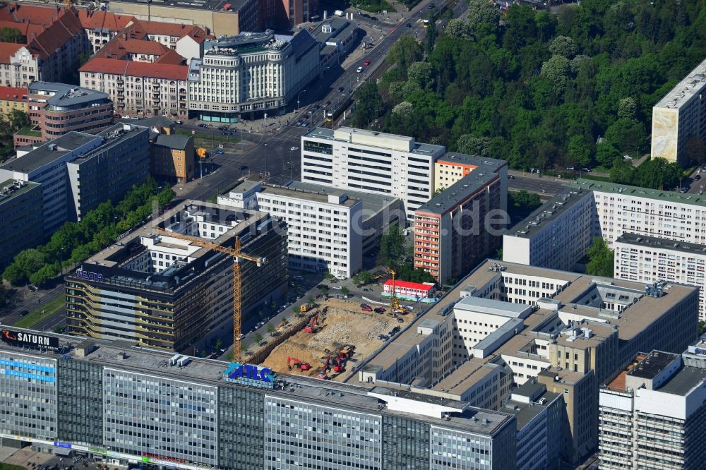 Berlin Mitte von oben - Baustelle zum Wohnneubau der PORR AG an der Keibelstraße in Berlin Mitte