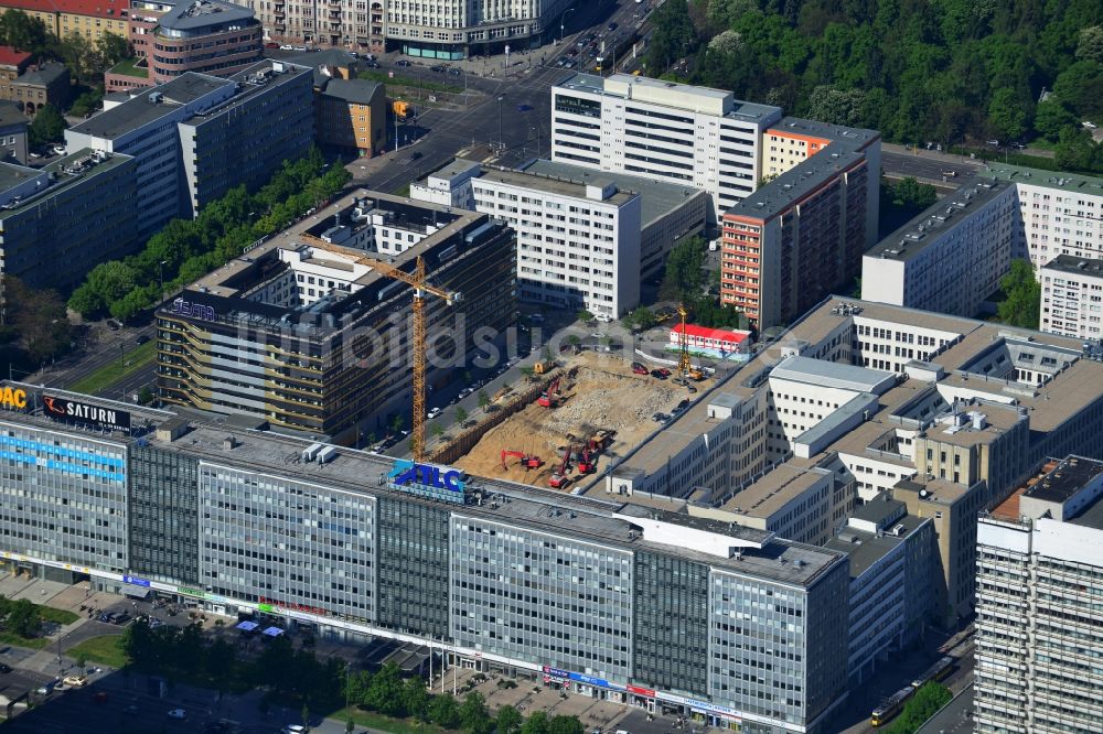 Luftbild Berlin Mitte - Baustelle zum Wohnneubau der PORR AG an der Keibelstraße in Berlin Mitte