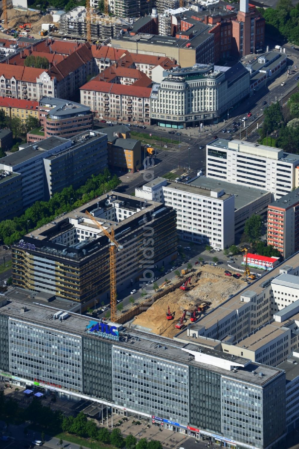 Luftbild Berlin Mitte - Baustelle zum Wohnneubau der PORR AG an der Keibelstraße in Berlin Mitte