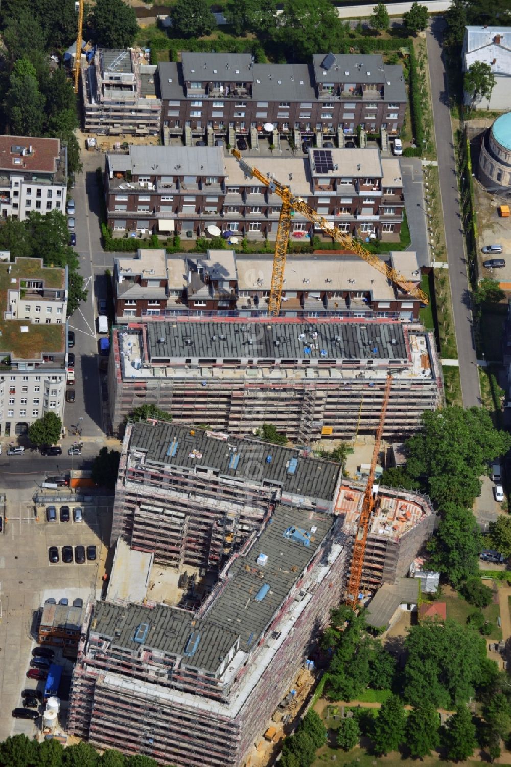 Berlin von oben - Baustelle zum Wohnungsneubau Am Pankepark in Berlin Mitte