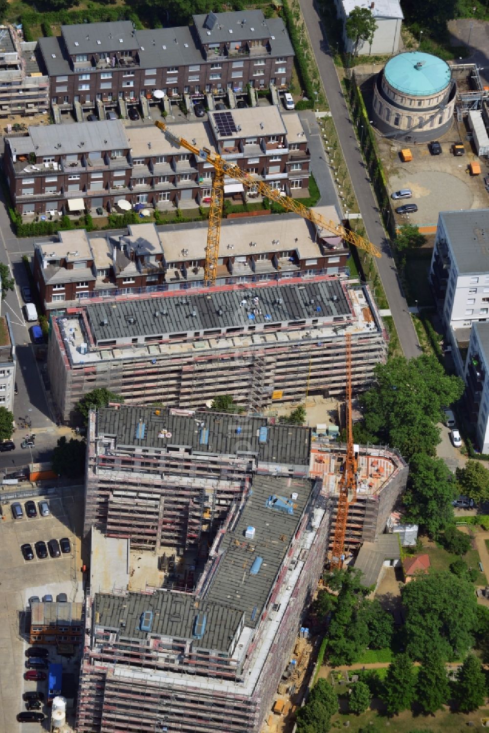 Luftbild Berlin - Baustelle zum Wohnungsneubau Am Pankepark in Berlin Mitte