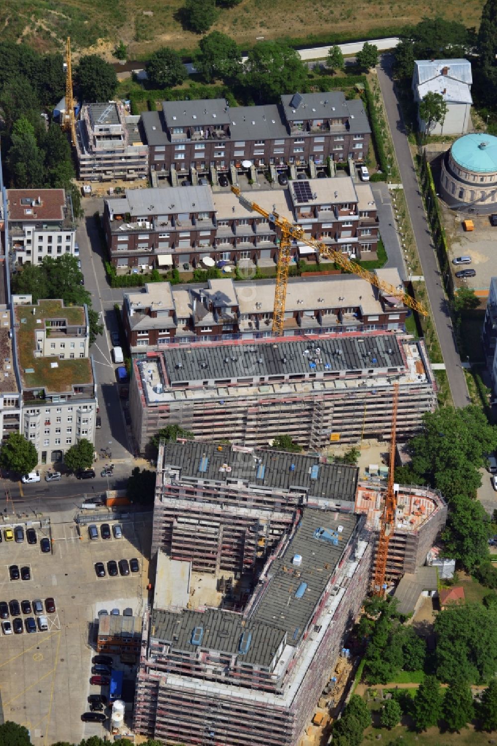 Luftaufnahme Berlin - Baustelle zum Wohnungsneubau Am Pankepark in Berlin Mitte