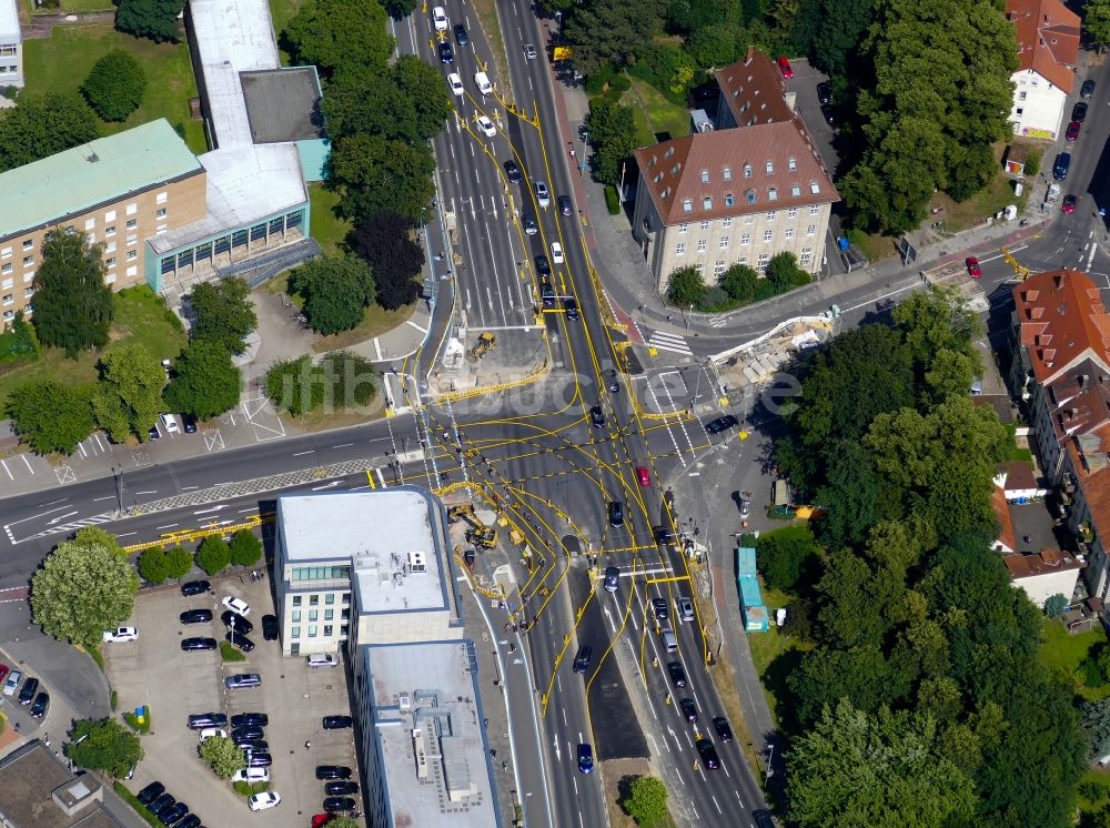 Luftbild Göttingen - Baustelle zur Erneuerung und Sanierung des Straßenverlaufes Berliner Straße in Göttingen im Bundesland Niedersachsen, Deutschland