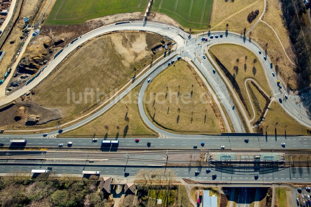 Luftaufnahme Dortmund - Baustelle zur Erneuerung und Sanierung des Straßenverlaufes Am Gottesacker im Ortsteil Aplerbeck in Dortmund im Bundesland Nordrhein-Westfalen