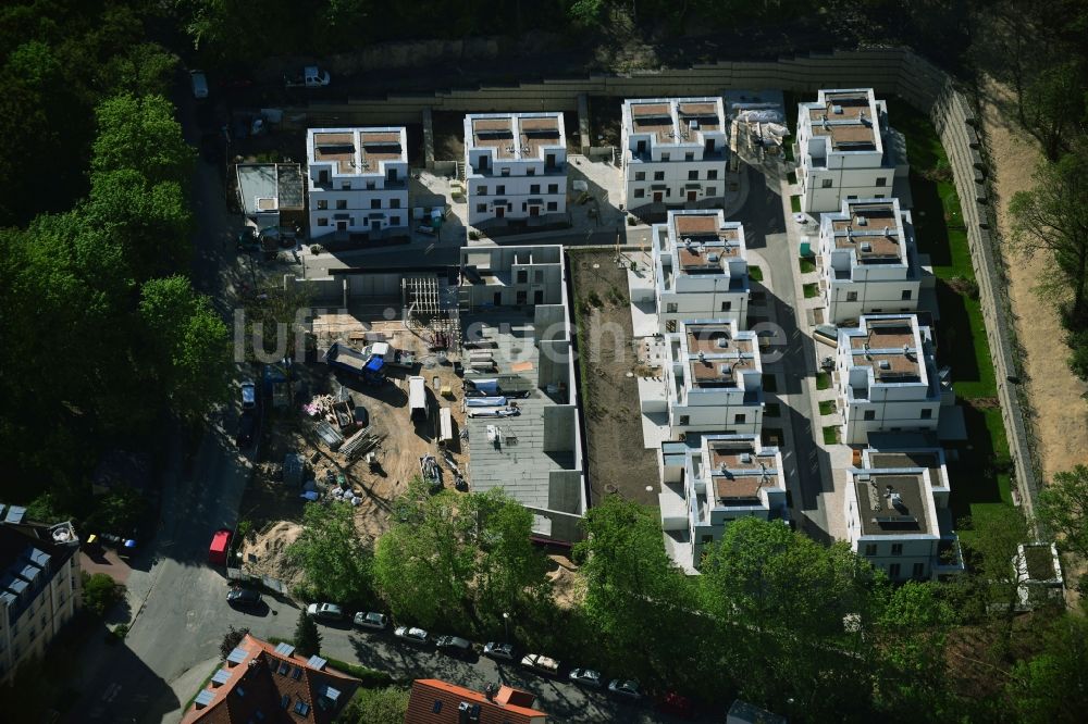 Potsdam von oben - Baustelle zur Errichtung eines KITA- Kindergarten im Einsteinquartier in Potsdam im Bundesland Brandenburg, Deutschland