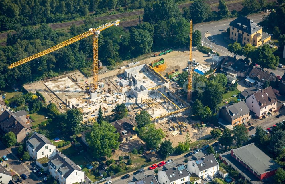 Luftbild Essen - Baustelle zur Errichtung eines KITA- Kindergarten in Essen im Bundesland Nordrhein-Westfalen - NRW, Deutschland