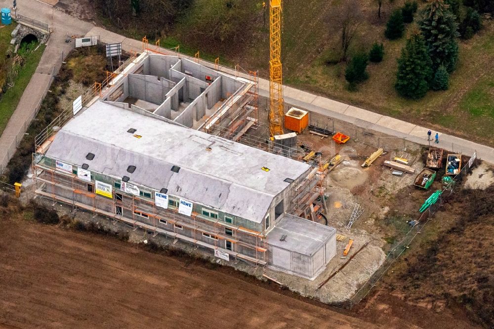 Luftaufnahme Ettenheim - Baustelle zur Errichtung eines KITA- Kindergarten in Ettenheim im Bundesland Baden-Württemberg, Deutschland