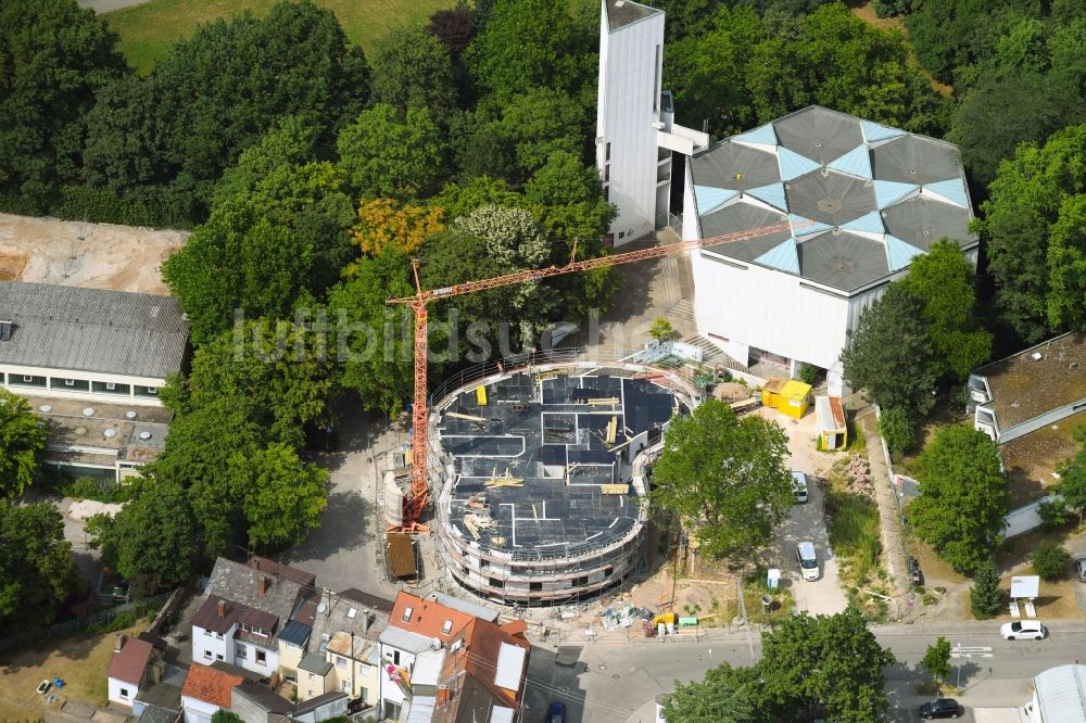 Luftbild Karlsruhe - Baustelle zur Errichtung eines KITA- Kindergarten in Karlsruhe im Bundesland Baden-Württemberg, Deutschland