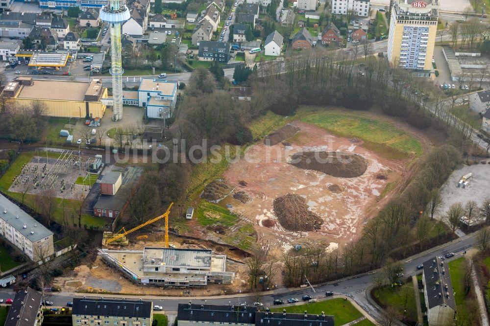 Velbert aus der Vogelperspektive: Baustelle zur Errichtung eines KITA- Kindergarten in Velbert im Bundesland Nordrhein-Westfalen, Deutschland