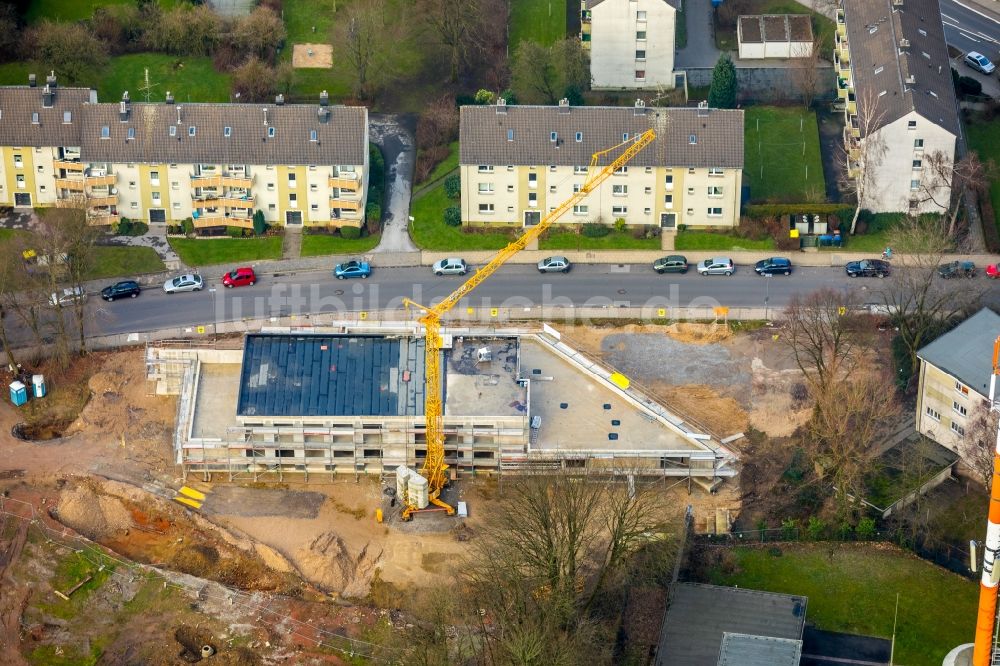 Velbert von oben - Baustelle zur Errichtung eines KITA- Kindergarten in Velbert im Bundesland Nordrhein-Westfalen, Deutschland